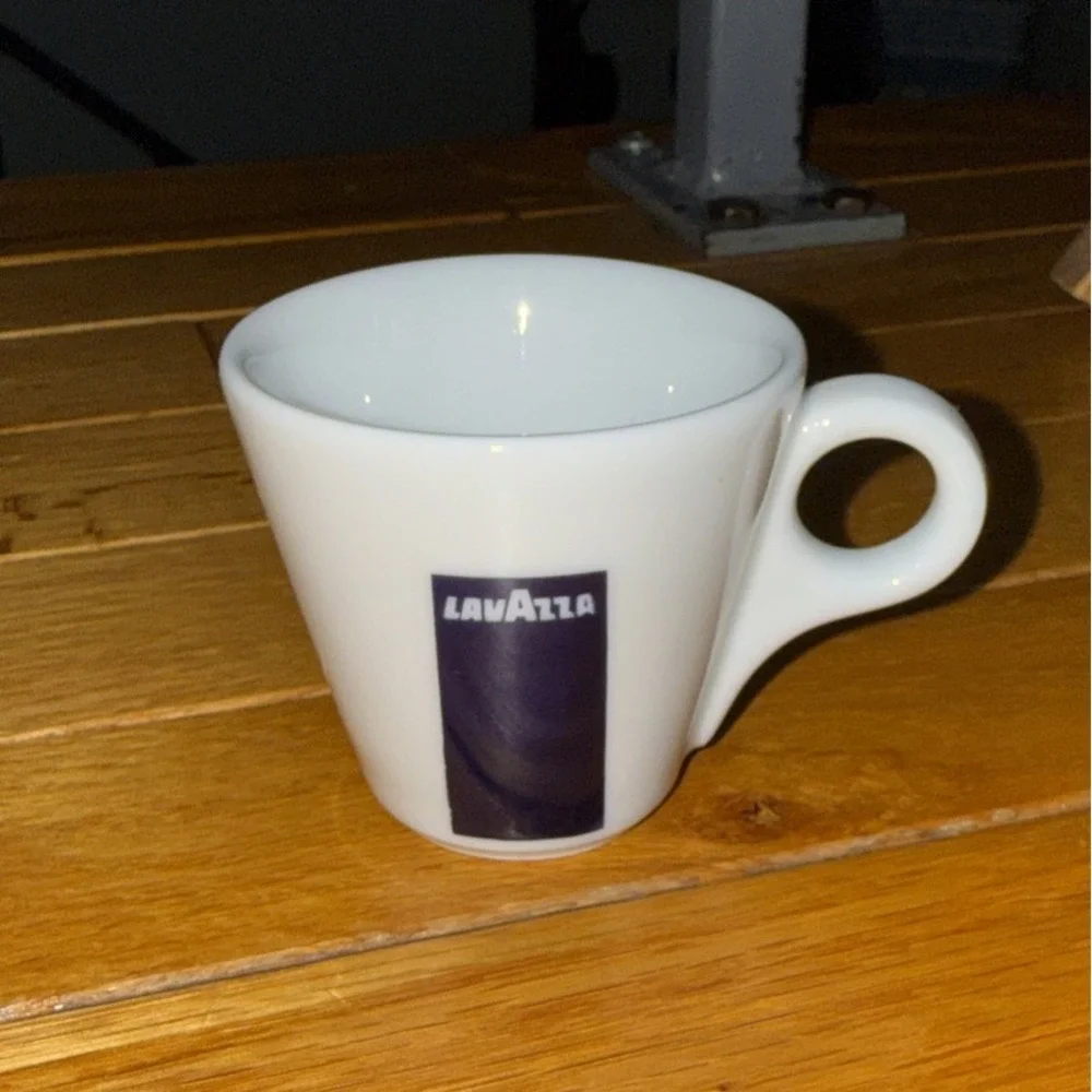 Lavazza Blue Ribbon Logo White Porcelain Espresso Cup Made in Italy